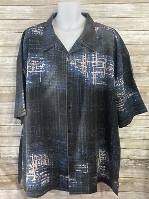 Camisa Montique Para Hombre 3XL Negra Azul Abotonada j347 Foto 1 de 3