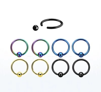 2 件 20 克阳极氧化手术钢圈圈珠环耳环鼻环 Tragus — 第 1/2 张图片