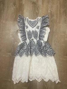 MARLO Dress Girls 13-14 Blue White Eyelet Lace Cotton Sleeveless NWT NEW - Picture 1 of 6