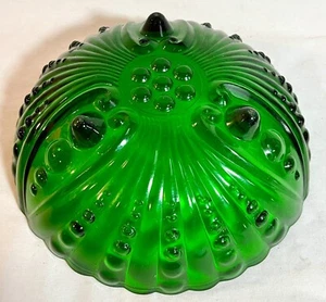 Vtg Depresssion Oyster & Pearl Forest Green Bowl 8.5” Footed Glass - Picture 1 of 8