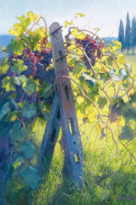 Arte de uvas en lienzo edición limitada CAREY Imported Vines California 25x37 junio Foto 1 de 4