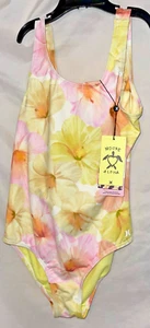 NWT HURLEY GIRLS BATHING SUIT MOORE ALOHA DE MELE TROPICAL HIBISCUS SIZE MED $50 - Picture 1 of 7