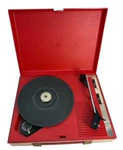 Vintage RED Fidelity HF42 Tragbarer Plattenspieler Koffer Turntable - Bild 1 von 4