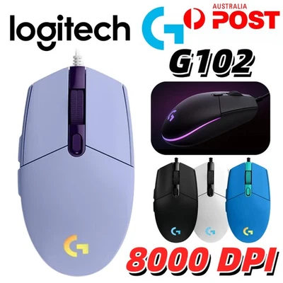 LOGITECH Wired Mouse G102 Lightsync RGB Gaming Mice Ergonomic Optical Laptop USB - Image 1 of 4
