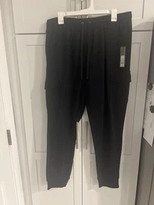 NUOVI pantaloni da jogging Goodfellow & Co. da uomo neri cargo gamba affusolata taglia large - Foto 1 di 6