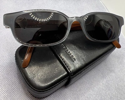 Robert Marc Sunglasses Metallic Gray/ Brown Rounded Square Frames W Leather Case - Image 1 of 4