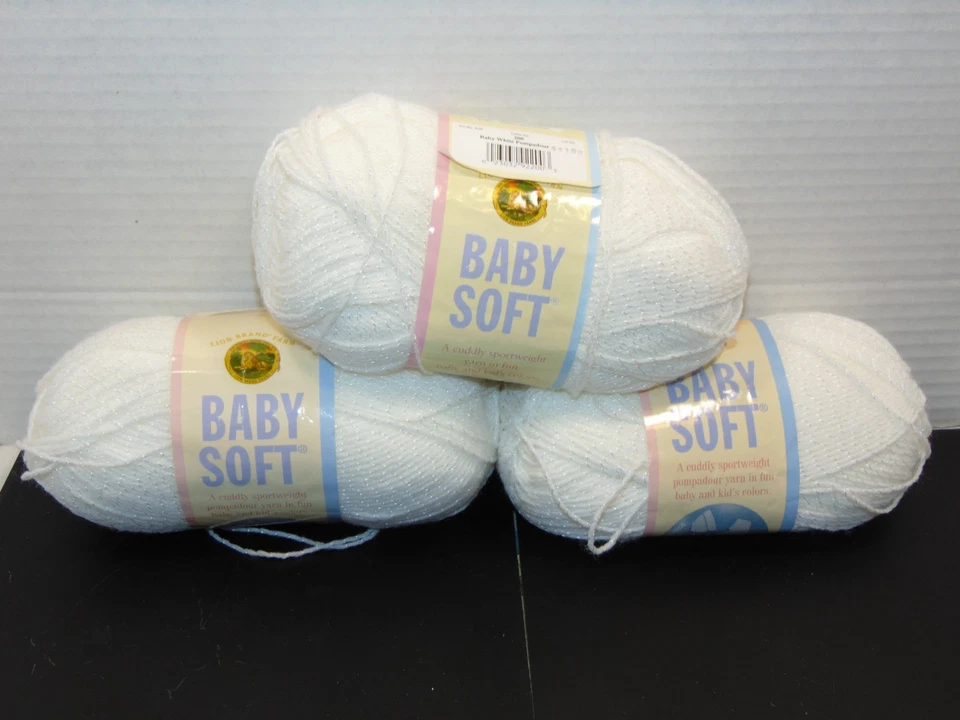 Lion BRAND Yarns Baby Soft White Pompadour 77457