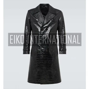 Trenchcoat Herren aus geprägtem Krokodilleder, Herrenmäntel in schwarz, 30% Rabatt - Bild 1 von 10