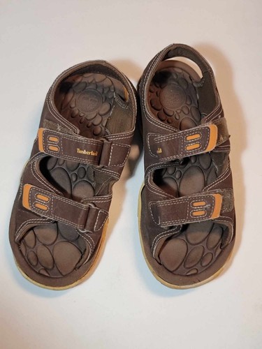 Sandali da spiaggia marroni da uomo taglia 5 Timberland Seaswirl in morbida pelle marrone scarpe giovani