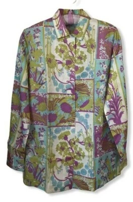 Blusa secretaria floral de manga larga Lady Flecha de colección años 60 y 70 para mujer talla 12 mediana Foto 1 de 4