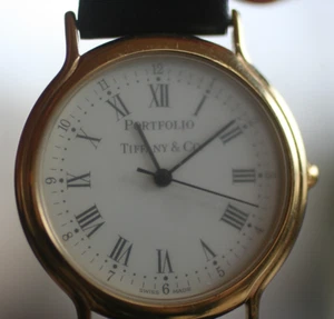 Vintage *PORTFOLIO TIFFANY & CO WATCH IN ORIGINAL BOX w/LEATHER PORTFOLIO BAND* - Picture 1 of 16