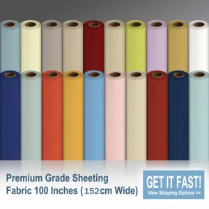 NightComfort Plain Fabric Sheeting High Thread PolyCotton 152cm Wide/ Metre - Picture 1 of 131