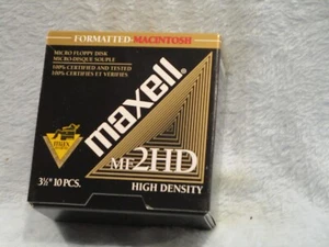 Maxell Diskettes MF2HD formatted Macintosh, Box of 10, Sealed - Bild 1 von 2