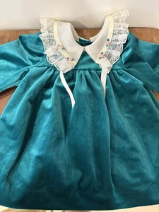 Vintage Rare Editions Velour Lace Ruffle Party Dress 24 Months - Picture 1 of 4