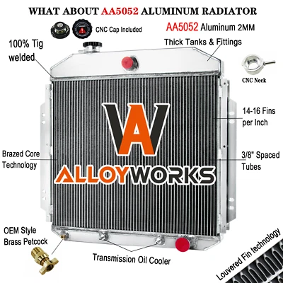 4 Row Aluminum Radiator For 1957-1960 1958 1959 Ford F-100 Truck Chevy V8 Foto 1 de 4