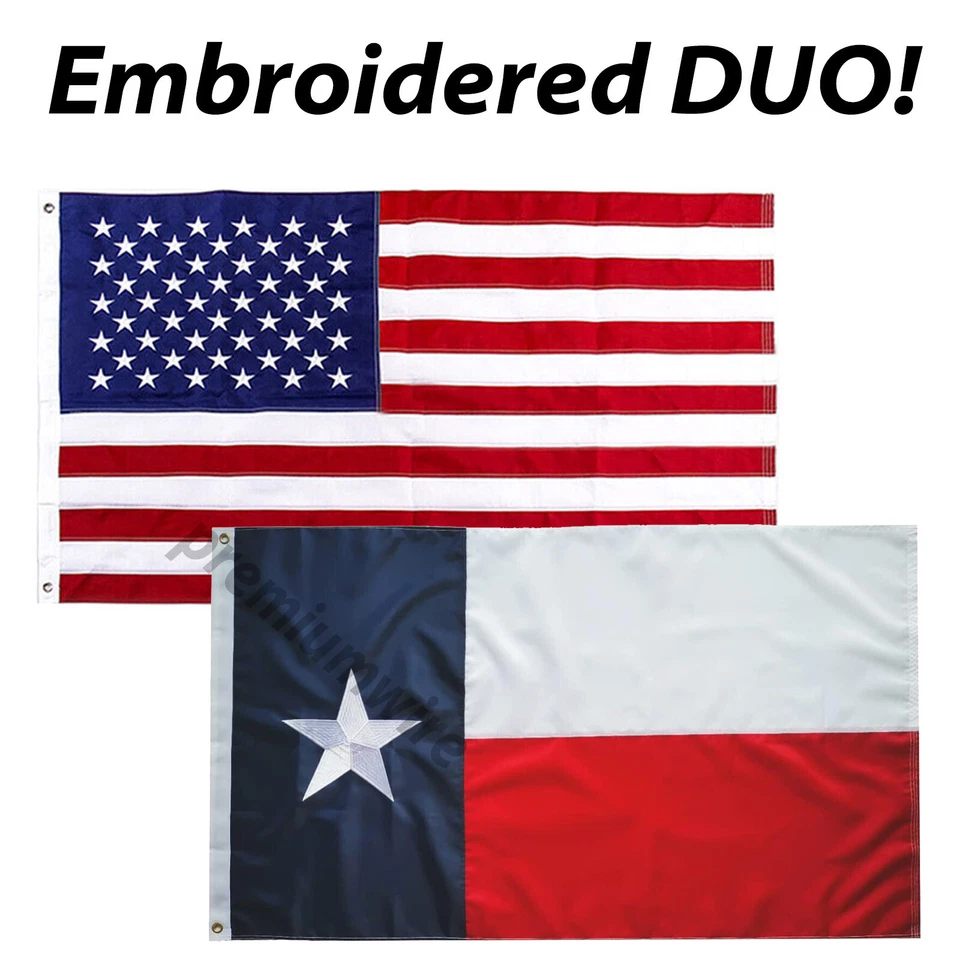 Juego combinado de bandera del estado de Estados Unidos y Texas 3x5 pies 150D poliéster Foto 1 de 4
