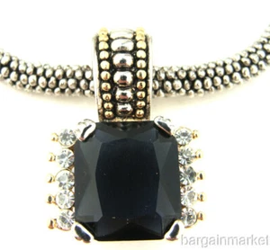 Blue Colored CZ Pendant Choker 17" - Picture 1 of 4
