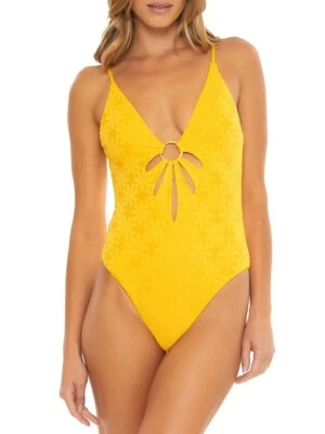 Traje de baño TRINA TURK amarillo margarita floral recortado espalda abierta de una pieza 8 = M Foto 1 de 4