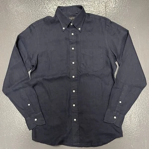 Spier & Mackey Linen Button Down Shirt Slim Fit Dark Navy 15.5 M - Picture 1 of 8