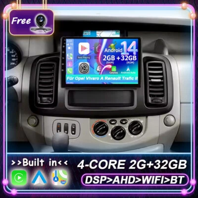 Für Opel Vivaro A Renault Trafic Android14 CarPlay Autoradio Navi GPS DAB+2+32GB - Bild 1 von 4