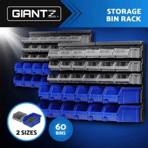 Giantz 60 Storage Bin Rack Wall Mounted Tools Organiser Shed Work Bench Garage - Picture 1 of 11