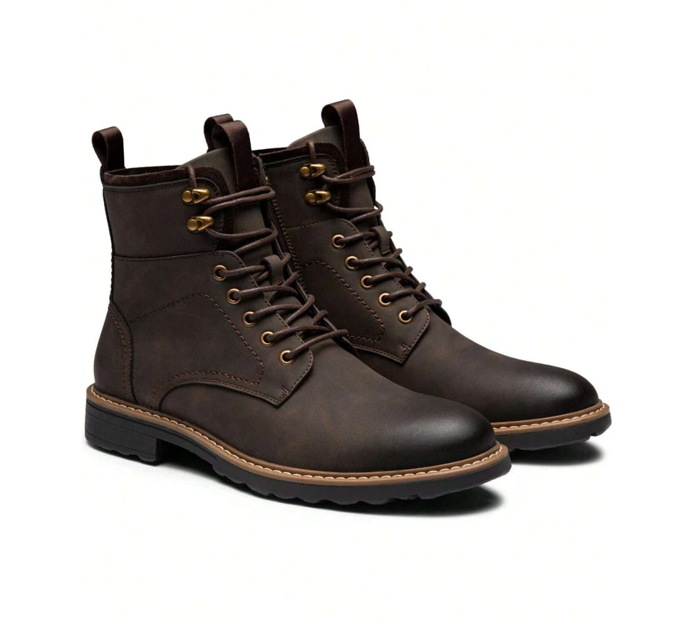 Botas Botines Calzado Zapatos de Vestir Formales Para Hombres Tacon Bajo Marrón Foto 1 de 4