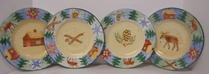 Bella Ceramica Sierra 8 3/4" Salad Plate Hand Painted Winter Scene 4 pc - Picture 1 of 5