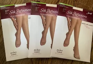 Hanes Silk Reflections TOELESS Control Top Pantyhose, Size EF, Color “Fair”, 3pr - Picture 1 of 8