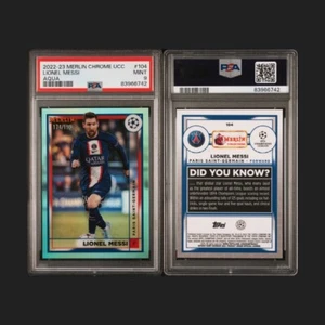 LIONEL MESSI - 2022-23 Topps Cromo UCC AQUA Refractor #/199 - PSA 9 Como Nuevo - Imagen 1 de 1