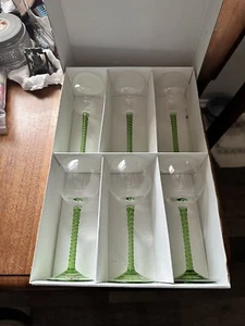 Moravske Sklarny Kvetna Elegante Vaso Verde 180 ml Cáliz de Vino Caja Original Set 6 - Imagen 1 de 9