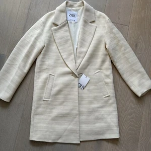 ZARA TEXTURED COAT Ecru/Cream BNWT Size S oversized fit UK 10/12 - Picture 1 of 6