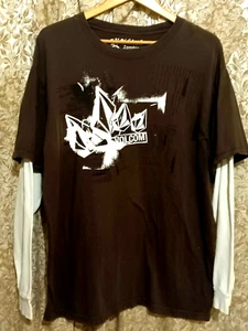 VOLCOM STONE ZOMBIE Cotton T-Shirt Men's XL Brown -Two sided - Picture 1 of 15