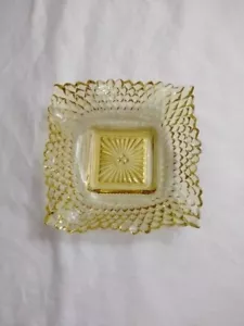 Vintage Amber Trinket Candy Dish Glass Ashtray 4" Square - Picture 1 of 7