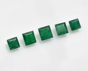Natural Emerald Square Cut 5 Pcs 1.93 Ct Loose Gemstone Designing Ring Pendant - Picture 1 of 7