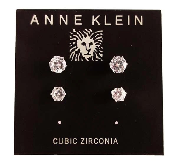 Aretes redondos de circonita cúbica tono plata Anne Klein precio de venta sugerido por el fabricante 26,00 USD Foto 1 de 1
