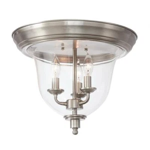 NEW HOME DECORATORS 3-Light Brushed Nickel Flush Mount with Clear Glass - Picture 1 of 3
