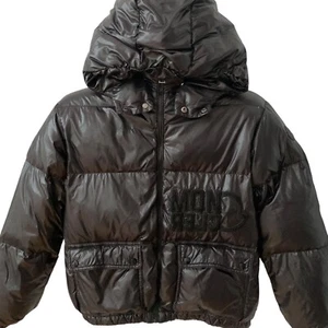 MONCLER Abbaye Black Puffer Jacket Size 12 Y /150 Goose Down Hood Zipper - Picture 1 of 14