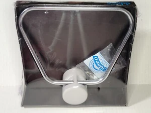 Vintage CIDNEO Italian Made Porcelain Metal Towel Rack NOS Sealed White Silver - Picture 1 of 6