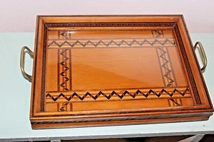 Vintage kleines Holz Intarsien Serviertablett um 1930er Jahre - Bild 1 von 12