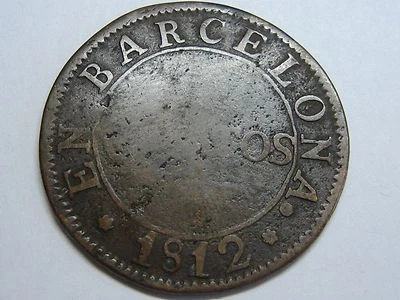 1812 NAPOLEON 4 CUARTOS BARCELONA SPAIN SPANISH COPPER COIN . - Image 1 of 2