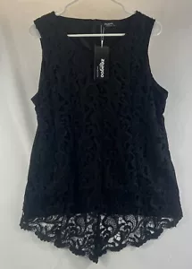 Zeagoo NWT Womens Black Lined Scoop Neck Lace Front Wide Strap Tank Top Size XXL - Picture 1 of 23