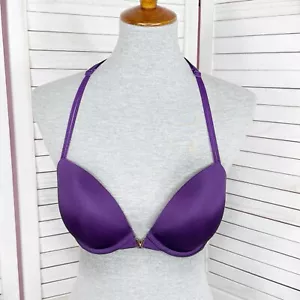 Victorias Secret Bra 32D Purple Sexy Illusions Front Close Seamless Push Up Race - Picture 1 of 11