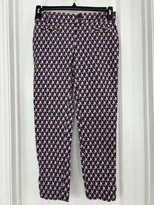 Cartonnier Anthropologie Women Charlie Ankle Pants Slack Charlie Size 2 Blue Red - Image 1 of 4
