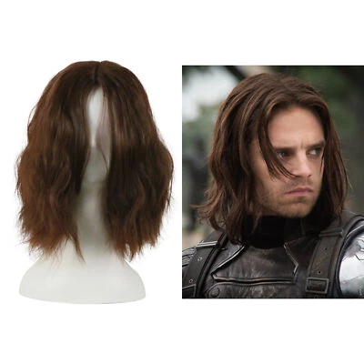 Pelucas de soldado de invierno de la Guerra Civil Capitán América marrón Bucky Barnes pelucas con disfraces Foto 1 de 4