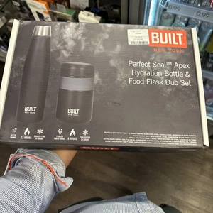 Built Apex Insulated Stainless Steel BPA Free Bottle & Food Flask - Matte Black - Afbeelding 1 van 4