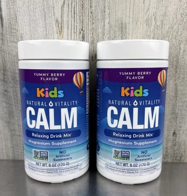 Lot Of 2 Natural Vitality Calm Kids Magnesium Relaxing Drink Mix - Berry 6 oz X2 - Image 1 of 4