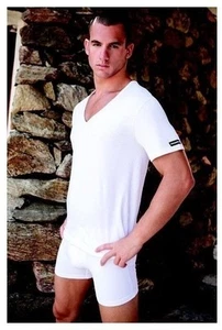 Navigare Maglia Intima Uomo Mezza Manica Scollo V Profondo Cotone art 515 - Foto 1 di 10