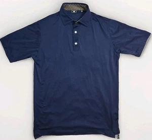 FootJoy Polo Shirt Mens Medium Blue Golf Performance Short Sleeve Stretch Goat - Picture 1 of 2