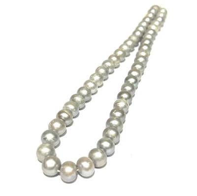 Precioso 9 - 9,5 mm Gris Humo Azul Edison Cultivado Perla Redonda 16" Hilo Foto 1 de 4