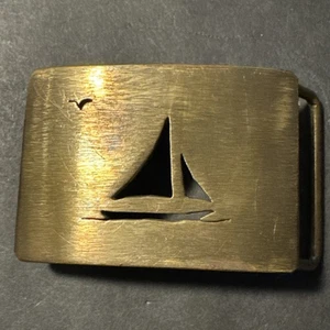 Vintage Brass Sailboat Belt Buckle - Picture 1 of 2